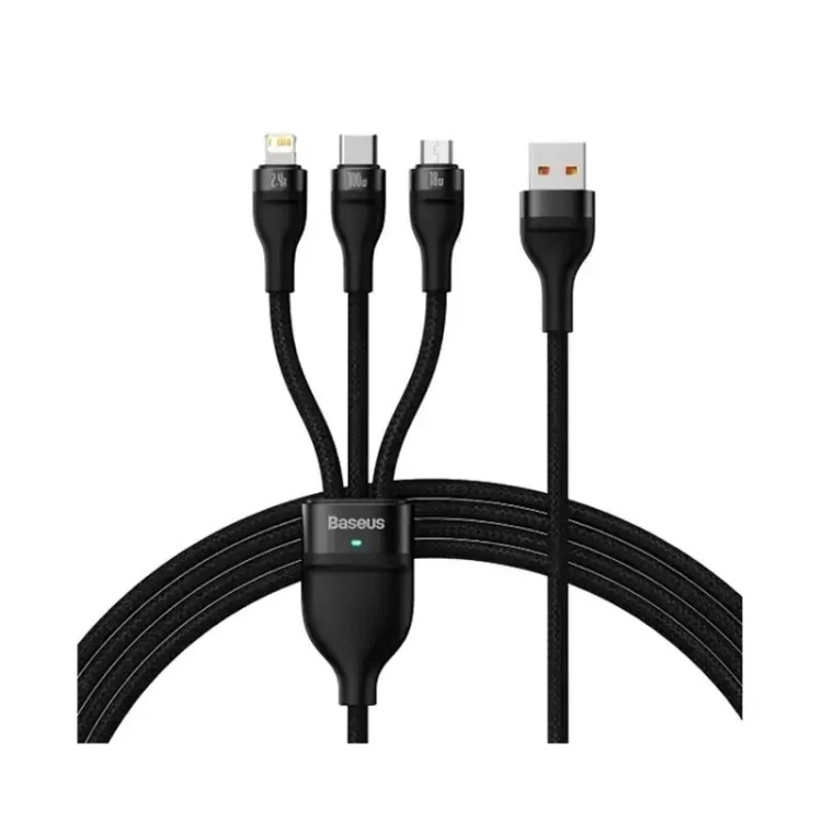 کابل شارژ 3 در 1 باسئوس مدل Flash Series 2 طول 1.2 متر 100 وات