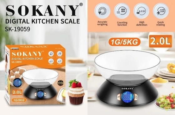 ترازوی دیجیتال آشپزخانه سوکانی مدل SK-19059 کاسه 2 لیتری